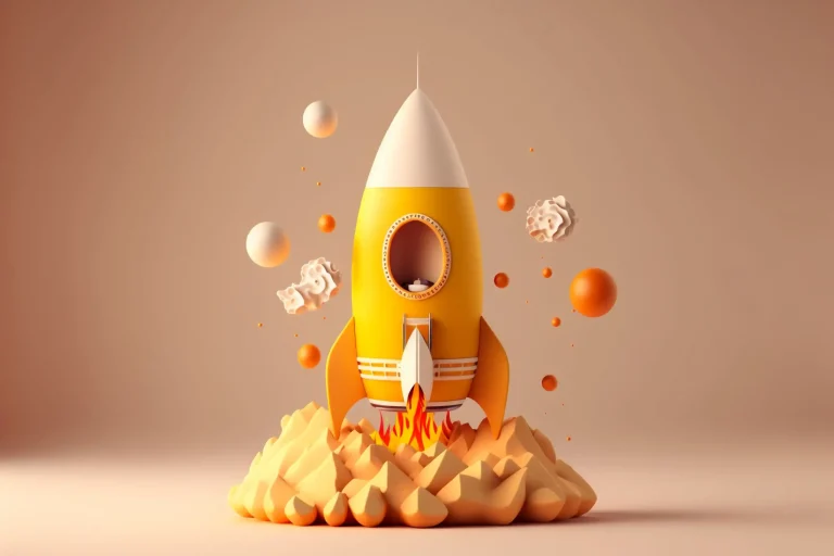 abstract yellow rocket ship concept cartoon style (Website)
