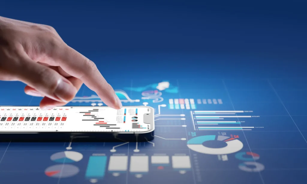 trading stock market smartphone blue business investment graph chart background 3d rendering Website scaled 1