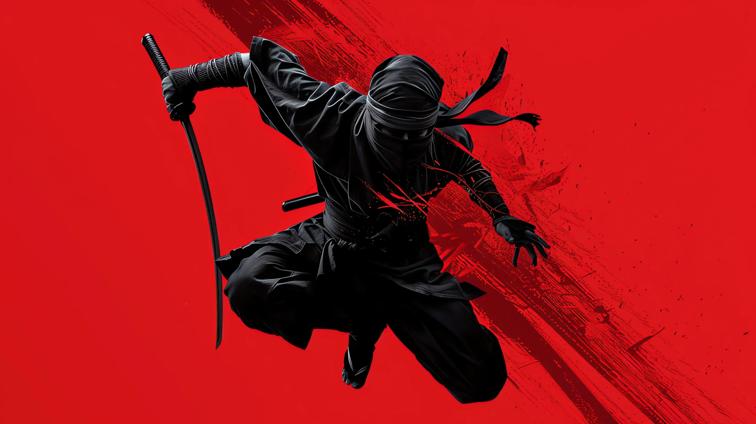 silhouette-ninja-jumping-with-katana-against-red-background